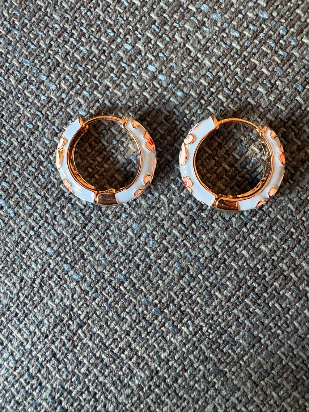 Blue and Gold Enamel  Hoop Earrings